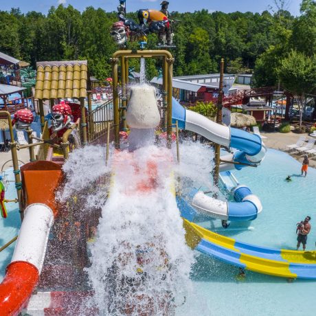 Best waterpark and waterslides - Pirates Bay Waterpark in Leesburg AL (Northern Alabama), a sprawling aquatic playground located on a hilltop overlooking Weiss Lake. There’s fun for everyone with tube slides, body slides, multiple pools, waterfalls, splash playground, food, drinks, parties, and so much more!