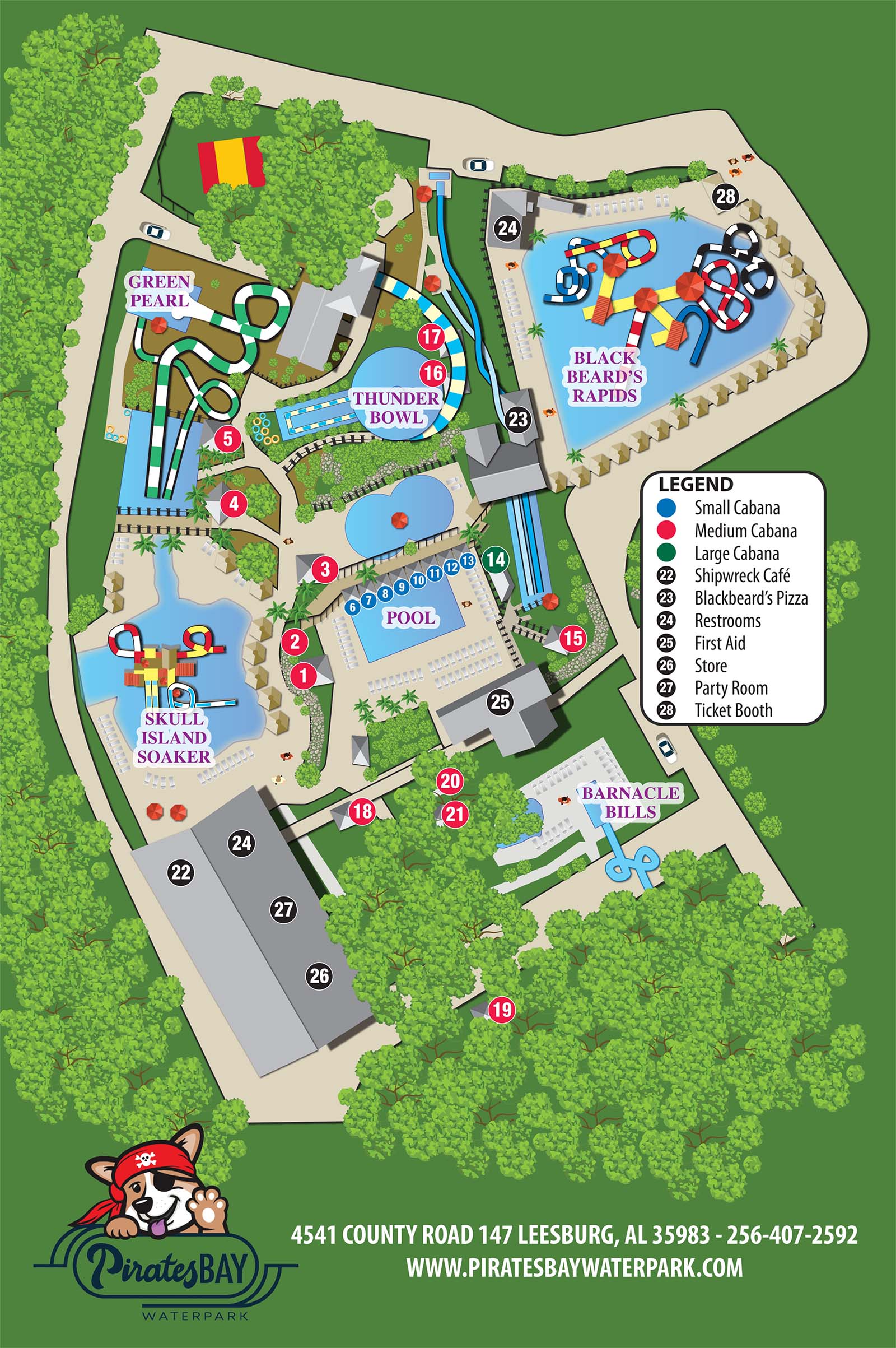 map of Pirates Bay Waterpark
